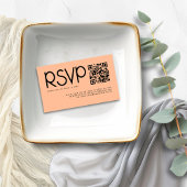 Carte D'accompagnement Typographie moderne QR Code Peach Wedding RSVP