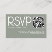 Carte D'accompagnement Typographie moderne QR Code Sage Green Wedding RSV (Devant)