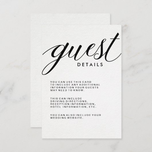 Carte D'accompagnement Typographie moderne simple Informations sur l'invi (Devant / Derrière)