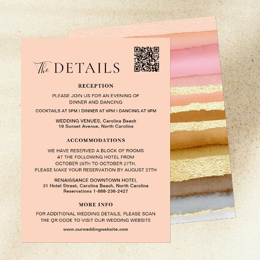 Carte D'accompagnement Typographie Moderne Sunset QR Code Mariage Détails