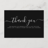 Carte D'accompagnement Typographie noir blanc moderne Mariage Merci (Devant)