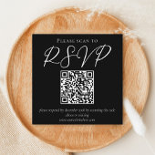 Carte D'accompagnement Typographie noir blanc simple QR Code Mariage RSVP
