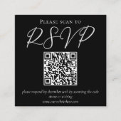 Carte D'accompagnement Typographie noir blanc simple QR Code Mariage RSVP (Devant)