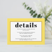 Carte D'accompagnement Typographie noire et détails de bordure du mariage (Debout devant)