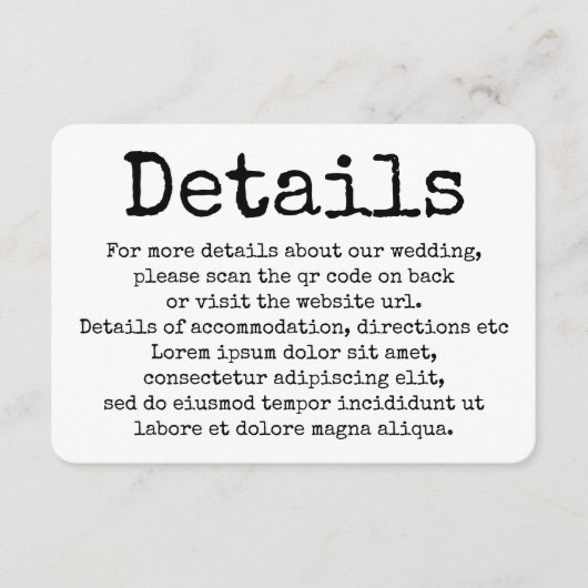 Carte D'accompagnement Typographie simple détails de la machine à écrire (Devant)