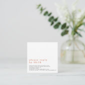 Carte D'accompagnement Typographie simple QR Code Mariage Terracotta RSVP (Debout devant)