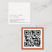Carte D'accompagnement Typographie simple QR Code Mariage Terracotta RSVP (Devant / Derrière)