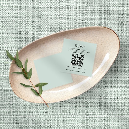 Carte D'accompagnement Typographie simple QR Code Mint Wedding RSVP