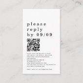 Carte D'accompagnement Typographie simple QR Code Noir Blanc Mariage RSVP (Devant)