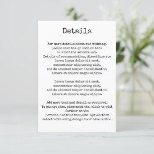 Carte D'accompagnement Typographie simple Rétro Détails de la typographie