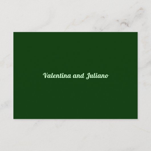 Carte D'accompagnement Typography Style Dark Green Wedding Reception (Dos)