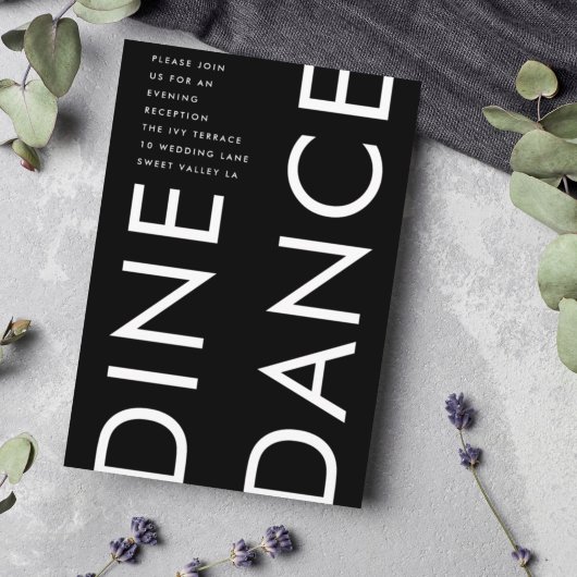 Carte D'accompagnement Ultra Modern Bold Big NAME DINE DANCE Mariage