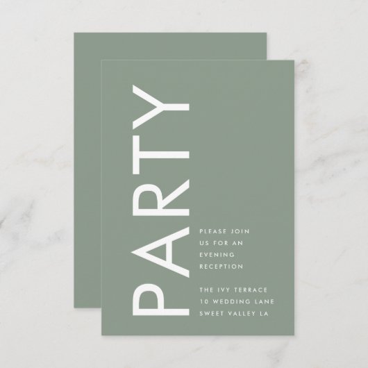 Carte D'accompagnement Ultra Moderne Sage Green Monogramme Simple Mariage (Devant / Derrière)