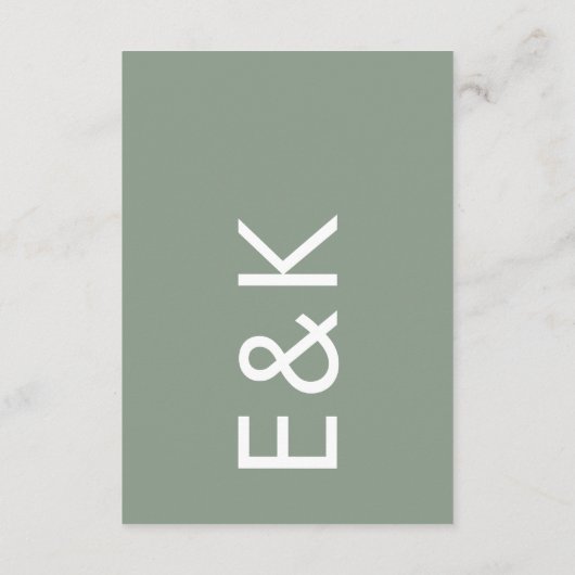 Carte D'accompagnement Ultra Moderne Sage Green Monogramme Simple Mariage (Dos)