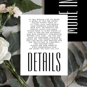 Carte D'accompagnement Ultra moderne Simple minimaliste Mariage noir blan