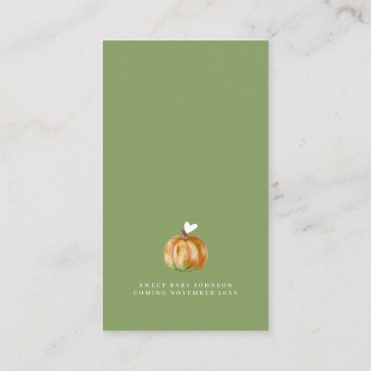 Carte D'accompagnement Un Baby shower D'Automne Un Peu Citrouille Neutre (Dos)