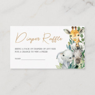 Carte D'accompagnement Un Baby shower Safari Wild One Vert Déchets Raffle