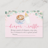 Carte D'accompagnement Un Bébé Rose Brasse Du Café Déchet Raffle (Devant)