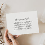Carte D'accompagnement Un désir minimaliste de lune de miel noire et blan<br><div class="desc">Cette carte minimaliste noir et blanc pour la lune de miel est parfaite pour un simple mariage. Le design comporte une belle calligraphie noir police dans un arrière - plan blanc pour embellir votre événement.</div>