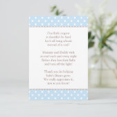 Carte D'accompagnement Un Petit Baby shower Bleu Demande (Debout devant)