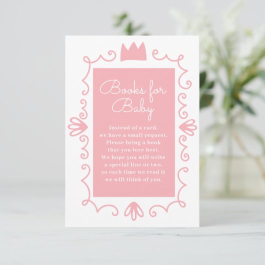 Carte D'accompagnement Un petit Baby shower de fille rose moderne Princes (Debout devant)