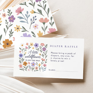Carte D'accompagnement Un petit Baby shower Fleur sauvage de fille au cha