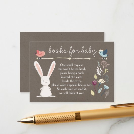 Carte D'accompagnement Un Petit Bunny Livres Pour Demande De Livre Bébé (Devant/Arrière en situation)