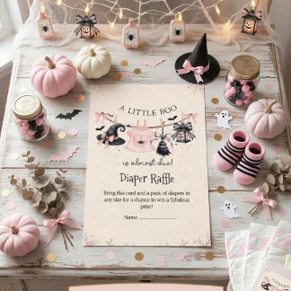 Carte D'accompagnement Un Petit Chapeau de Sorcière Boo Rose Baby Shower