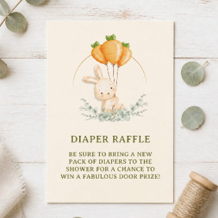 Carte D'accompagnement Un petit lapin en route Baby Shower Tirage au sort