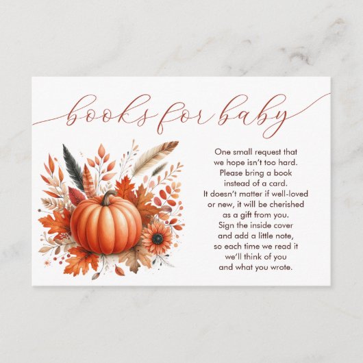 Carte D'accompagnement Un petit livre d'automne Citrouille pour bébé (Devant)