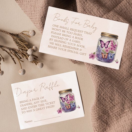 Carte D'accompagnement Un petit papillon dans un bocal Baby shower floral