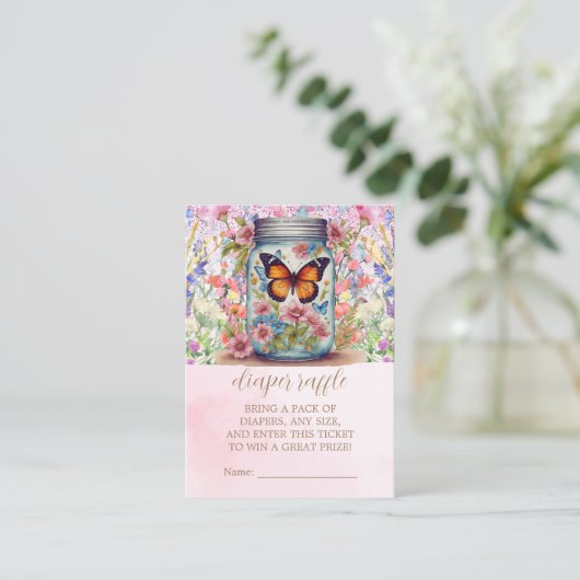 Carte D'accompagnement Un peu d'amour dans un Baby shower papillon en pot (Debout devant)