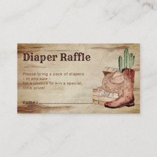 Carte D'accompagnement Un sexe rustique révèle Diaper Raffle Baby Cowboy