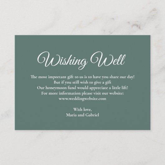 Carte D'accompagnement Un simple souhait minimal. Mariage vert poussiéreu (Devant)