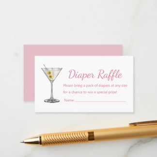 Carte D'accompagnement Un Tini One Fête Prénatale Rose Diaper Raffle pour