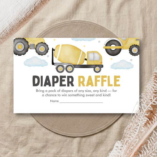 Carte D'accompagnement Under Construction Baby Shower Diaper Raffle