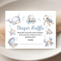 Under The Sea Ocean Baby Shower Blue Diaper Raffle