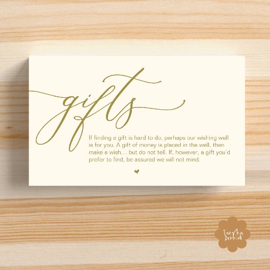 Carte D'accompagnement Une note de cadeaux, Mariage romantique moderne