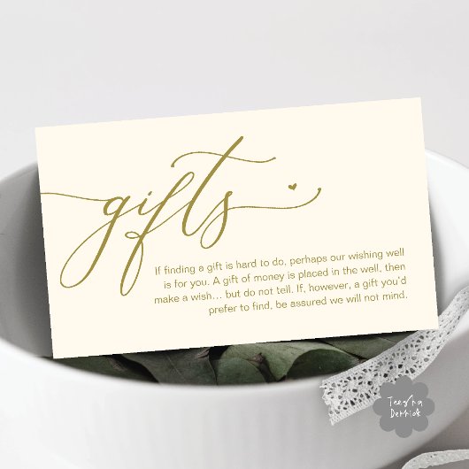 Carte D'accompagnement Une note de cadeaux, Mariage romantique moderne