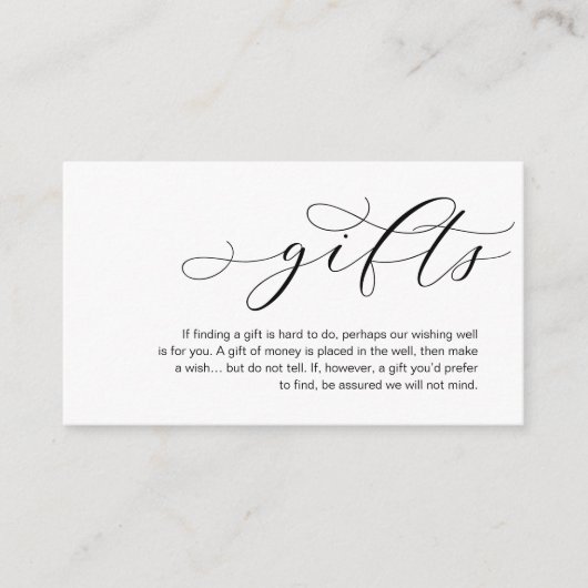 Carte D'accompagnement Une Note Sur Les Cadeaux De Mariage, Belle Éléganc (Devant)