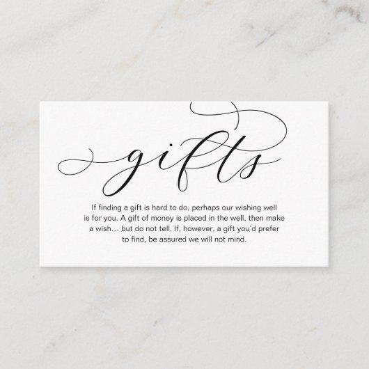 Carte D'accompagnement Une Note Sur Les Cadeaux De Mariage, Belle Éléganc (Devant)