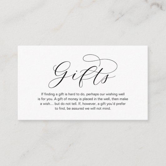 Carte D'accompagnement Une Note Sur Les Cadeaux De Mariage, Belle Éléganc (Devant)