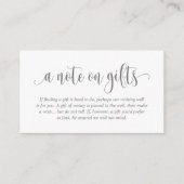Carte D'accompagnement Une Note Sur Les Cadeaux De Mariage, Script Élégan (Devant)
