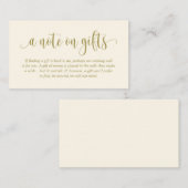 Carte D'accompagnement Une Note Sur Les Cadeaux De Mariage, Script Élégan (Devant / Derrière)