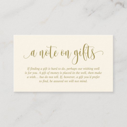 Carte D'accompagnement Une Note Sur Les Cadeaux De Mariage, Script Élégan (Devant)