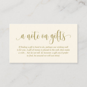 Carte D'accompagnement Une Note Sur Les Cadeaux De Mariage, Script Élégan