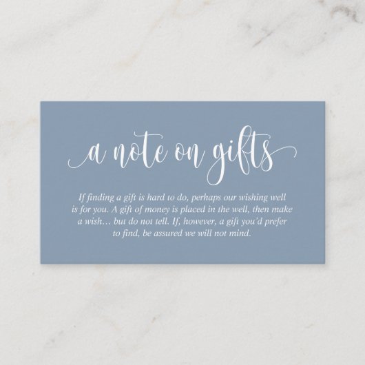 Carte D'accompagnement Une Note Sur Les Cadeaux De Mariage, Script Élégan (Devant)