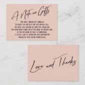 Carte D'accompagnement Une note sur les cadeaux d'écriture moderne Mariag (Devant / Derrière)