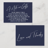 Carte D'accompagnement Une note sur les cadeaux d'écriture moderne Marine (Devant / Derrière)