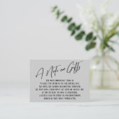 Carte D'accompagnement Une note sur les cadeaux Écriture moderne Mariage  (Debout devant)